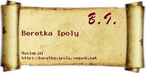Beretka Ipoly névjegykártya